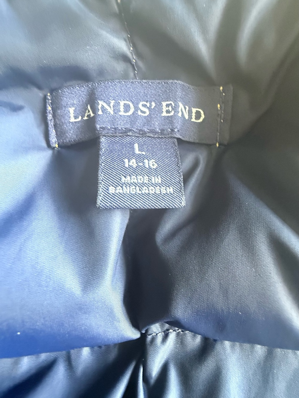 Lands End Multicolor Down Puffer Vest - Green, Yellow, Burgundy, Navy juniors 14 - Picture 11 of 11